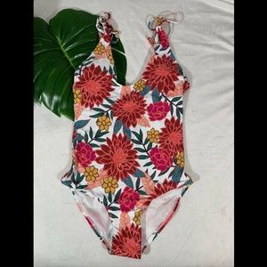NWT! Sunn Lab Swim Floral Tie Shoulder One Piece Swimsuit [‎ SZ Small ]